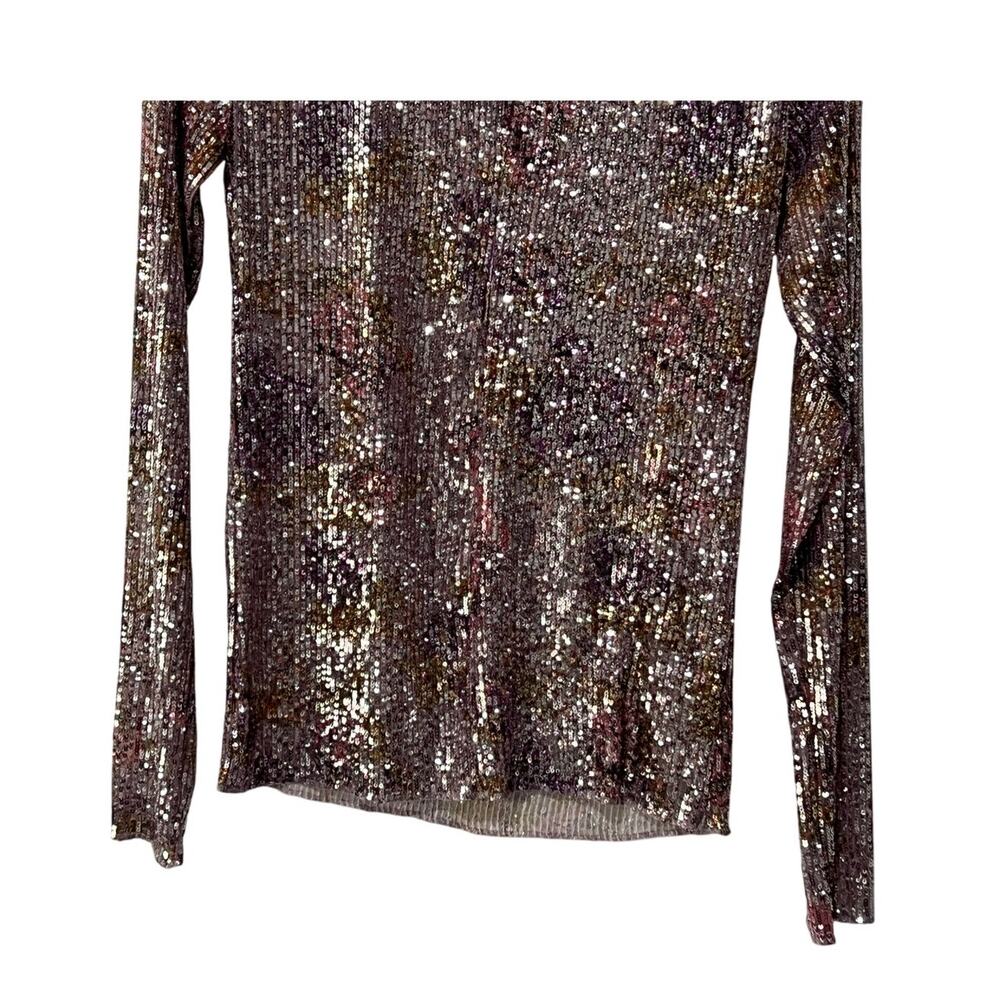 FREE PEOPLE Intimately Top Womens Medium Printed Gold Rush Sequin In Lilac Combo - Picture 9 of 13